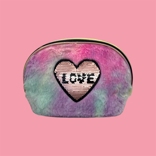 BAGS & BACKPACKS: FLUFFY PHONE AND MAKEUP PASTEL POUCHES