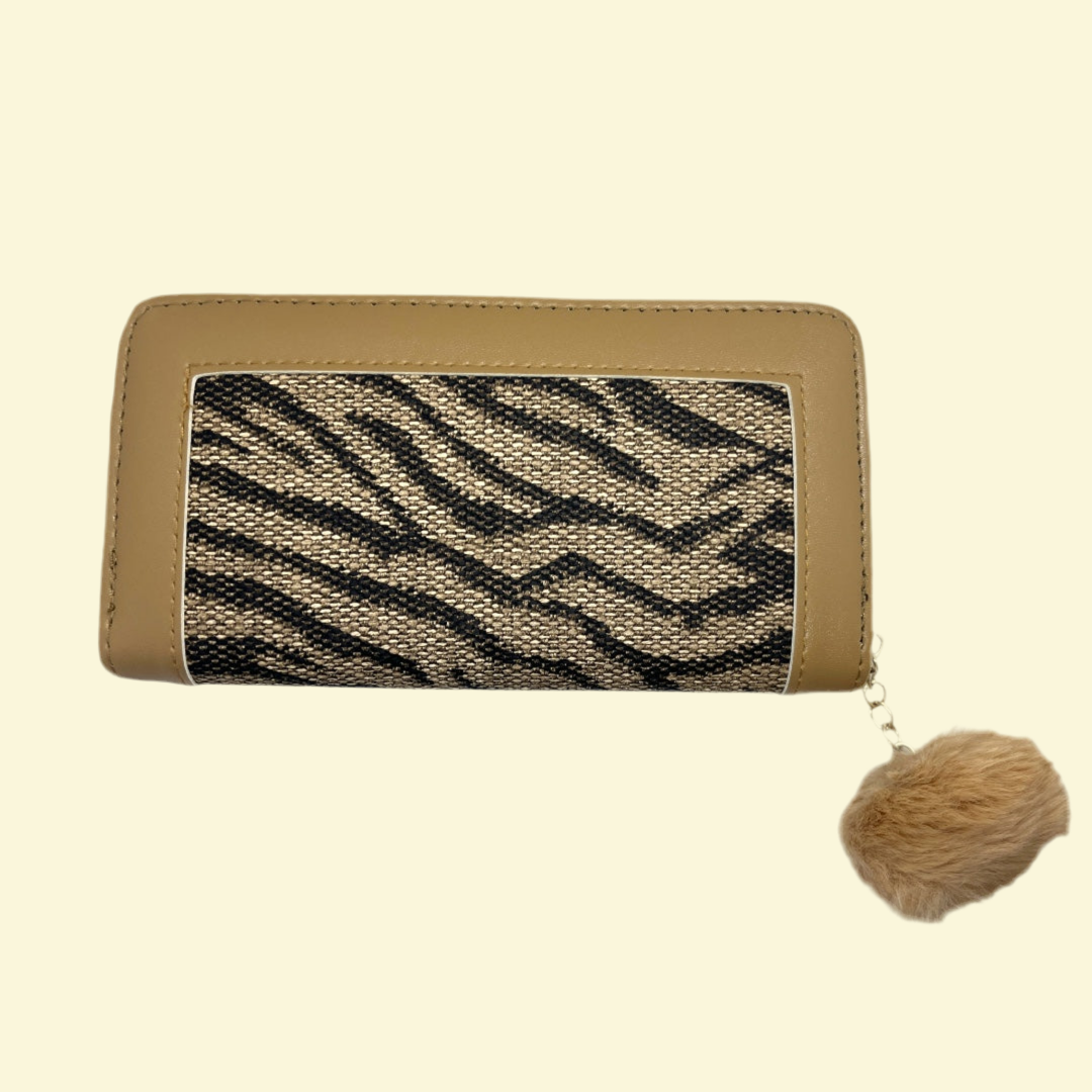 LADIES FASHION : POM POM LADIES WALLET BEIGE