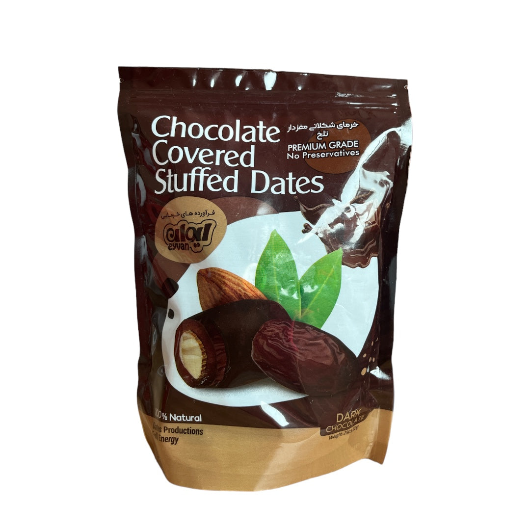 X. PREMIUM GROCERIES : DARK CHOCOLATE COVERED STUFFED DATES WITH WALNUTS AND ALMONDS 250G