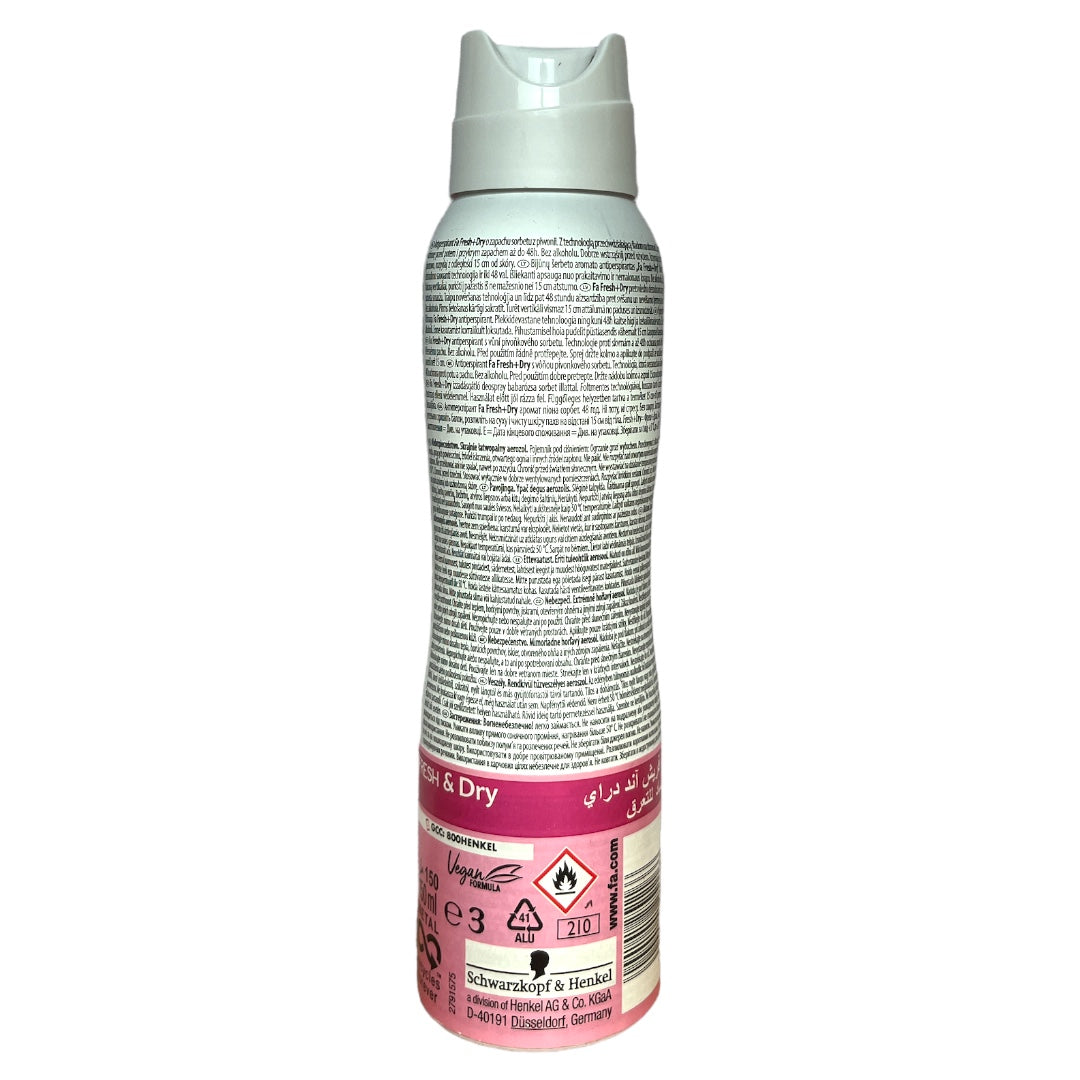 PERSONAL CARE: FA DRY DEODORANT BODY SPRAY 48H NO SWEAT 150ML