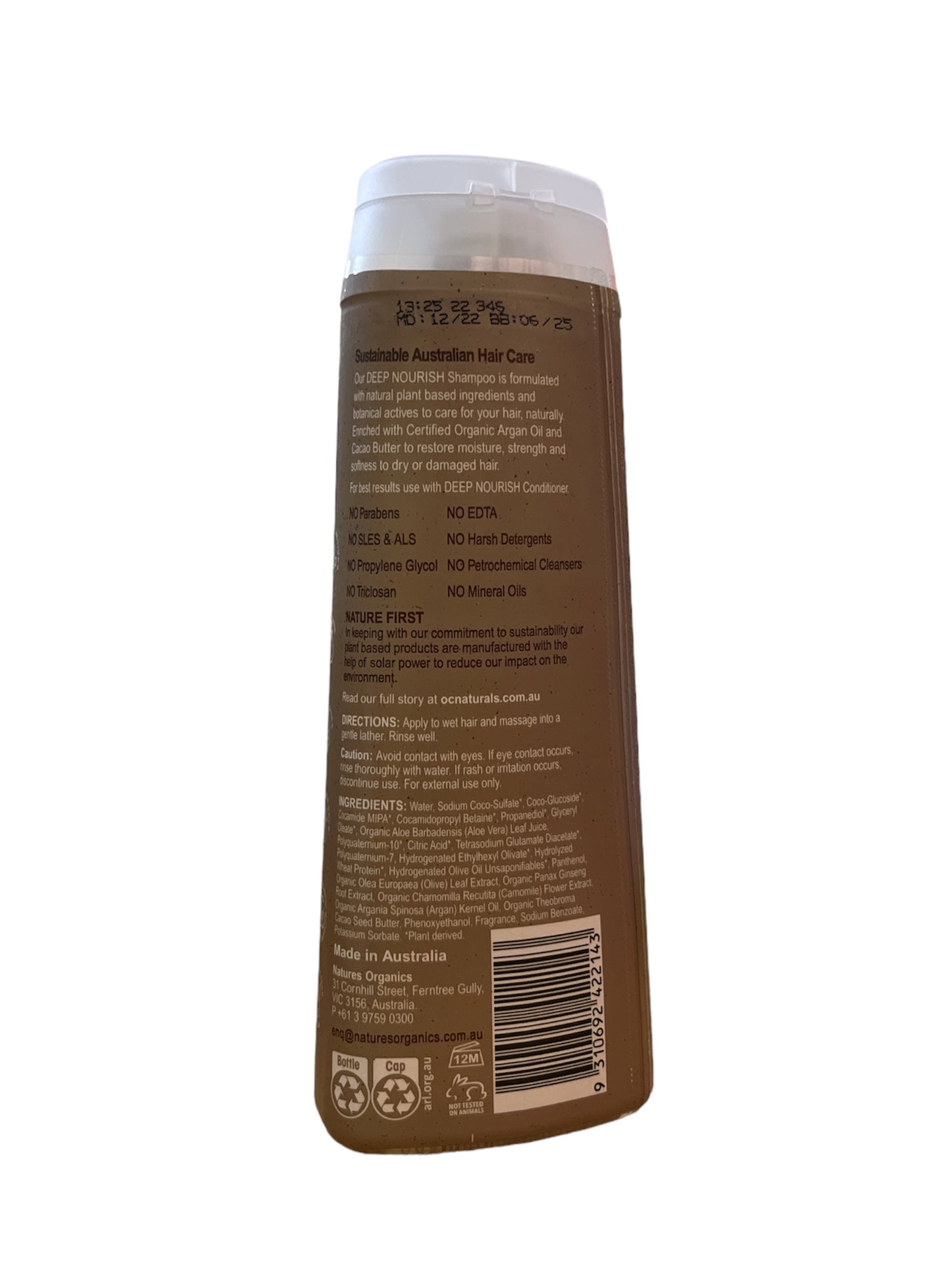 PERSONAL CARE: AUSTRALIAN NATURE ORGANIC SHAMPOO 400ML